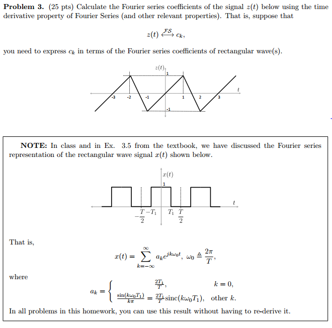 Solved Calculate the Fourier series coefficients of the | Chegg.com