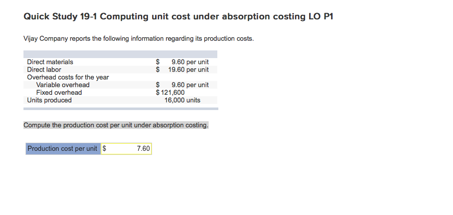 Manufacturing Cost Per Unit Under Variable Costing