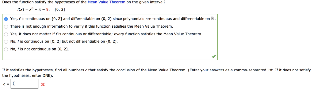 hypotheses of mean value theorem