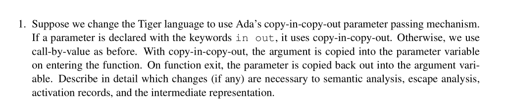 1. Suppose we change the Tiger language to use Ada's | Chegg.com