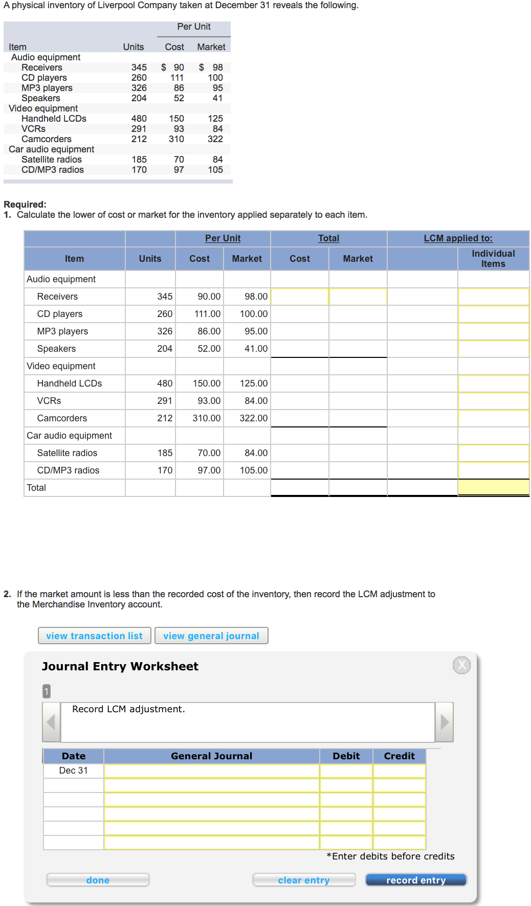 Solved A physical inventory of Liverpool Company taken at | Chegg.com