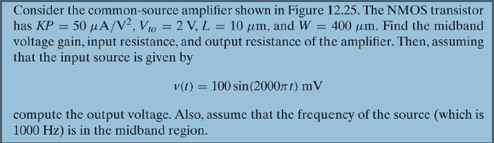 Solved Consider the common-source amplifier shown in Figure | Chegg.com