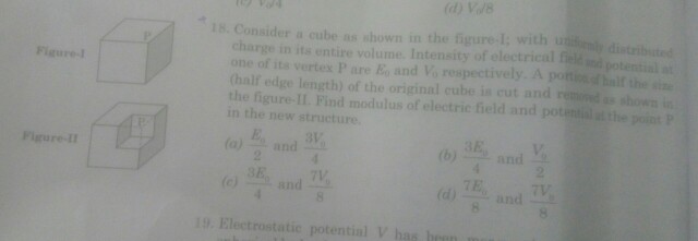 Solved d) Vo 18. Consider a cube as shown in the figure-I; | Chegg.com
