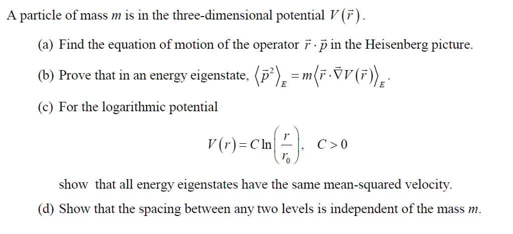 A particle of mass m is in the three-dimensional | Chegg.com