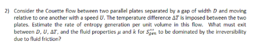 Solved Consider the Couette flow between two parallel plates | Chegg.com