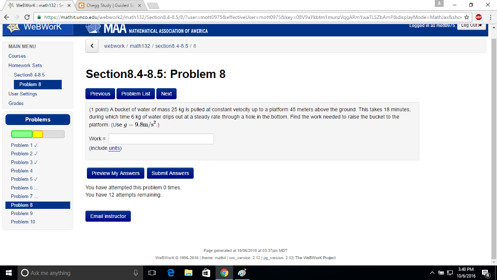 Solved A bucket of water of mass 25 kg is pulled at constant