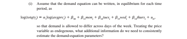 Solved (i) Assume that the demand equation can be written, | Chegg.com