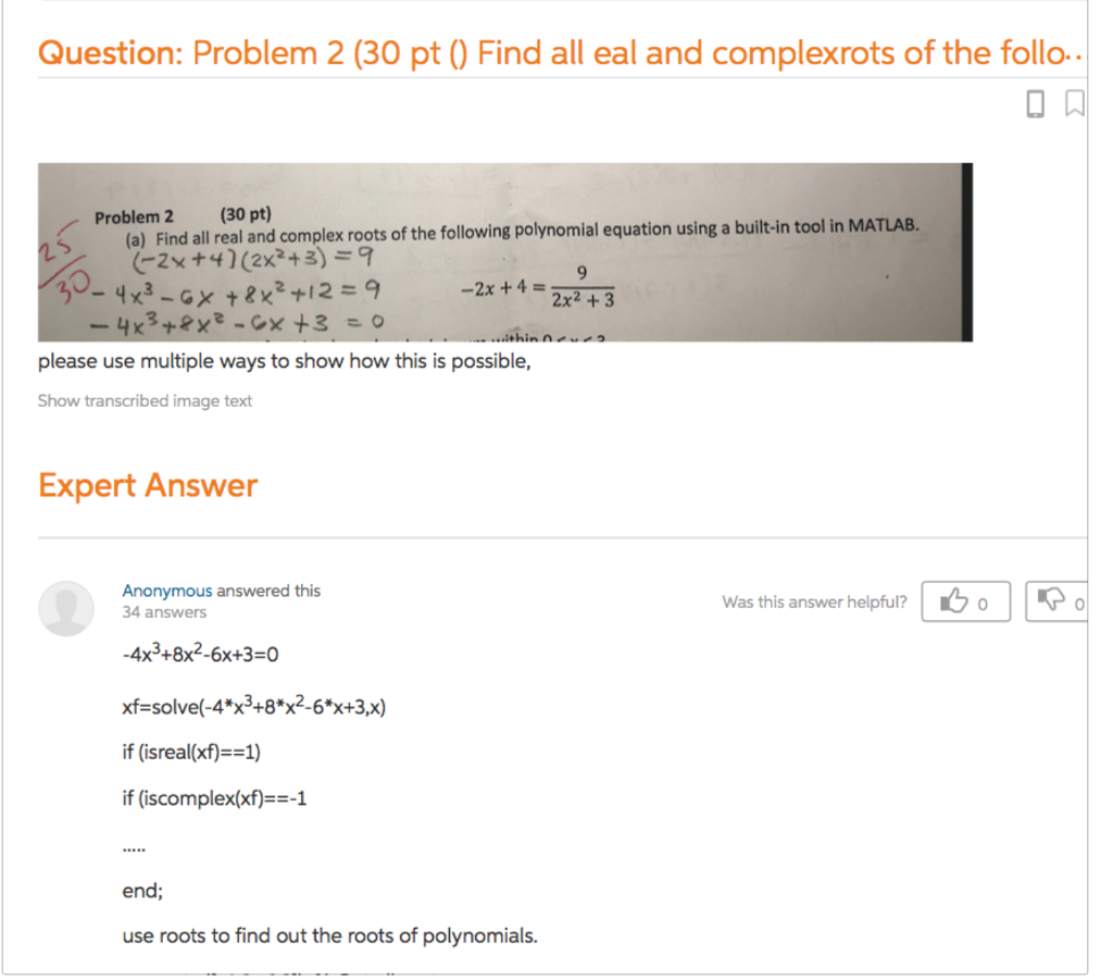 Solved Question: Problem 2 (30 pt 0 Find all eal and | Chegg.com