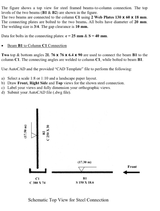 Solved The figure shows a top view for steel framed | Chegg.com
