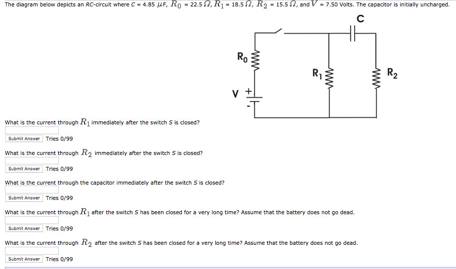 Solved The diagram below depicts an RC circuit where C-4.85 | Chegg.com