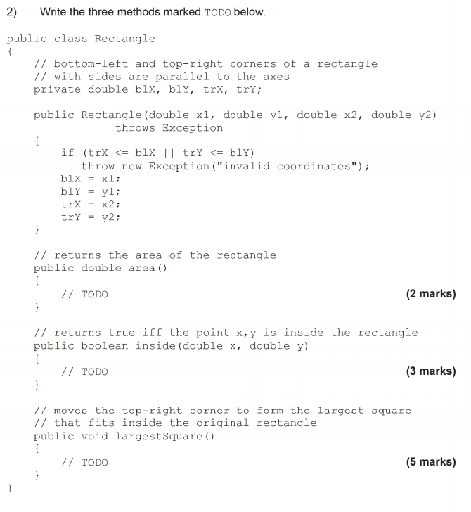 Solved Write the three methods marked TODO below. public | Chegg.com