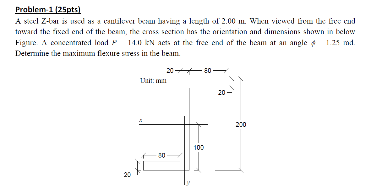 Solved A steel Z-bar is used as a cantilever beam having a | Chegg.com