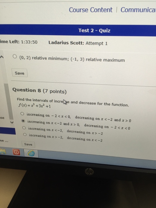 Solved Find The Intervals Of Increase And Decrease For The 0372