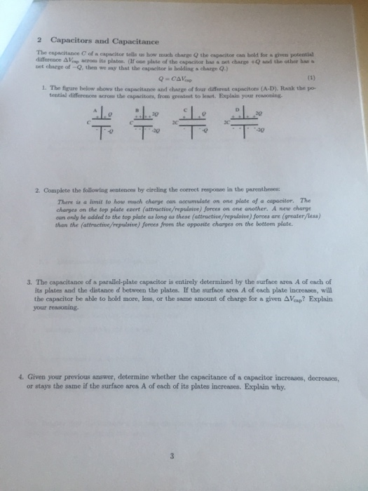 Solved Capacitors and Capacitor Curcuits worksheet, help!