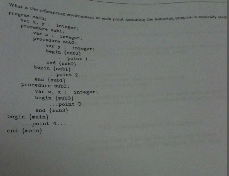 Solved what is the referencing environment at program main | Chegg.com