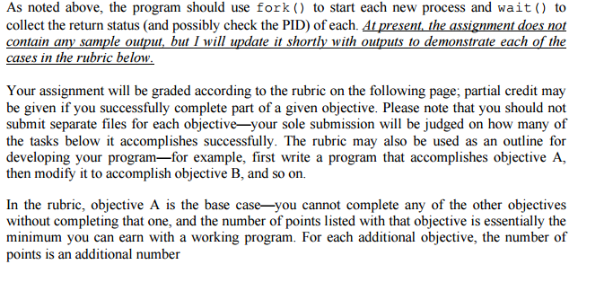 Solved As noted above, the program should use fork to start | Chegg.com