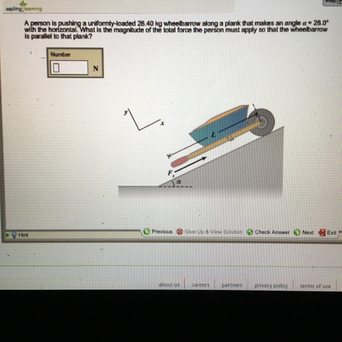 Solved a uniformly-oaded 28.40 kg wheelbarrow along a plank Chegg