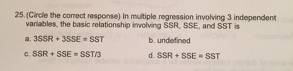 Solved In multiple regression involving 3 independent | Chegg.com