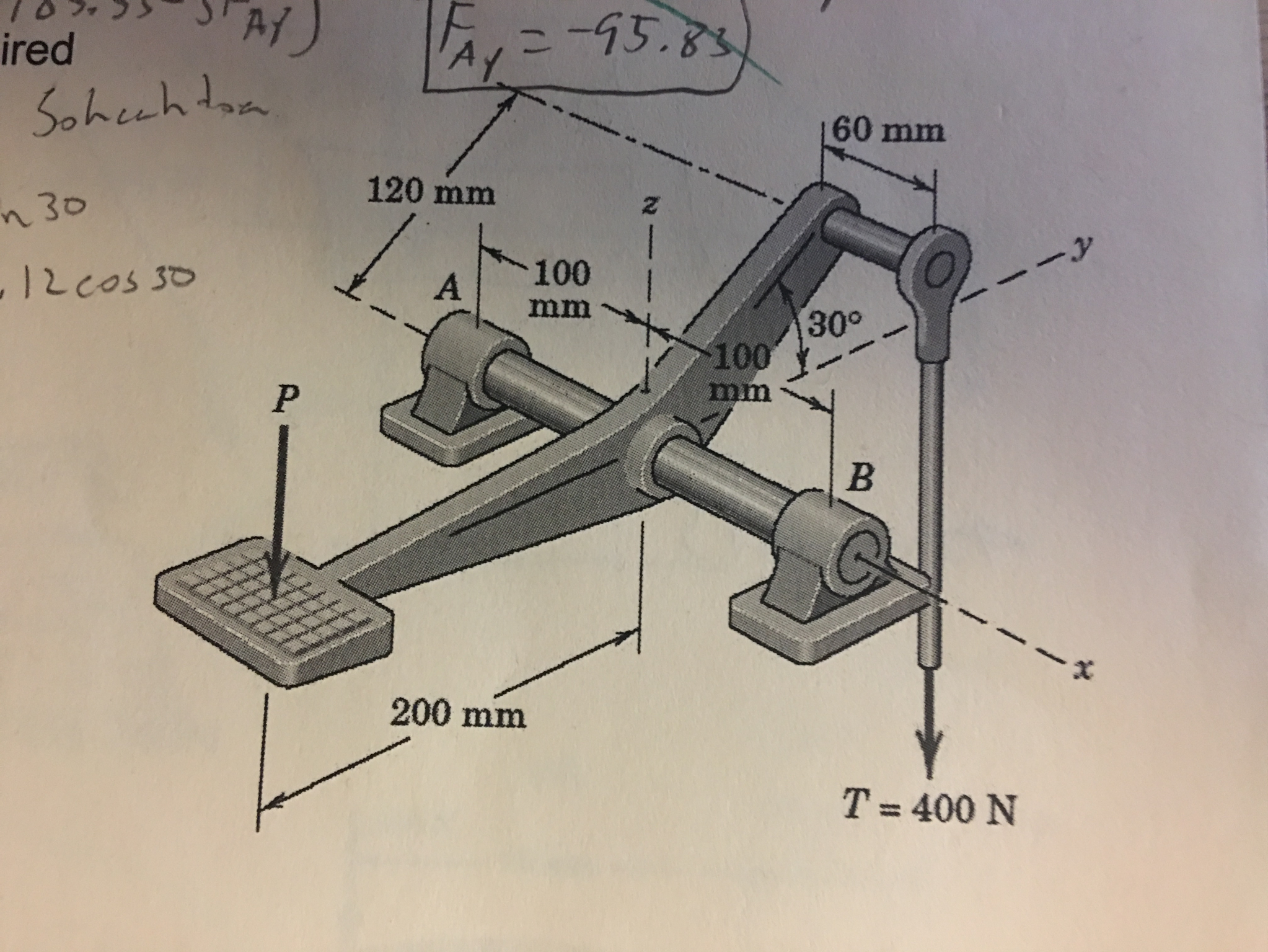 Solved For the footlever shown, determine the required