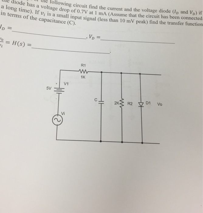 Solved Find current and voltage diode (ID and VD) if the | Chegg.com