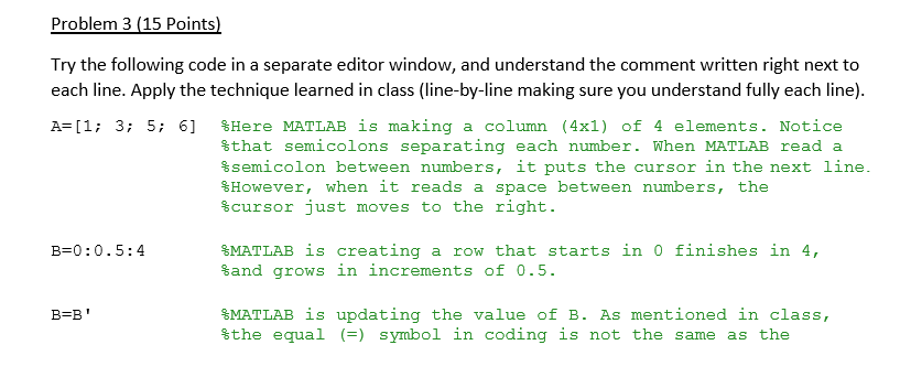 matlab comment seperating