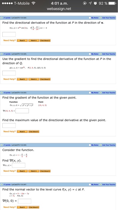 Solved Find The Directional Derivative Of The Function At P