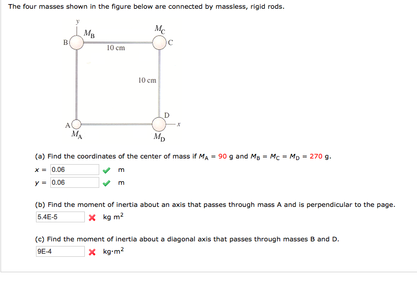 Solved The Four Masses Shown In The Figure Below Are | Chegg.com