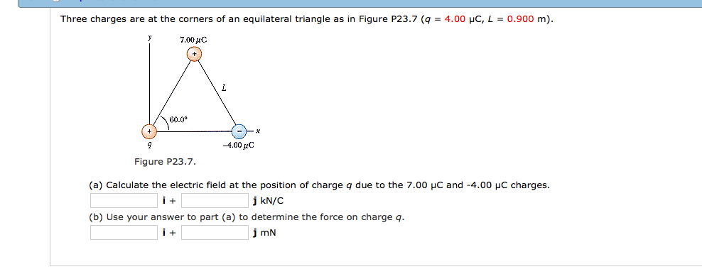 Solved Three charges are at the corners of an equilateral | Chegg.com