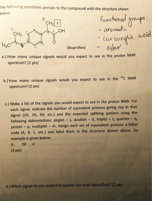 Solved The Following Questions Pertain To The Compound With | Chegg.com