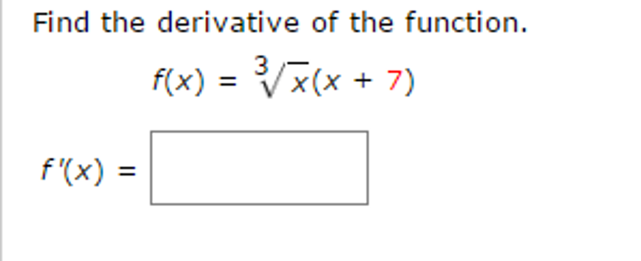 Solved Find the derivative of the function. f(x) = | Chegg.com