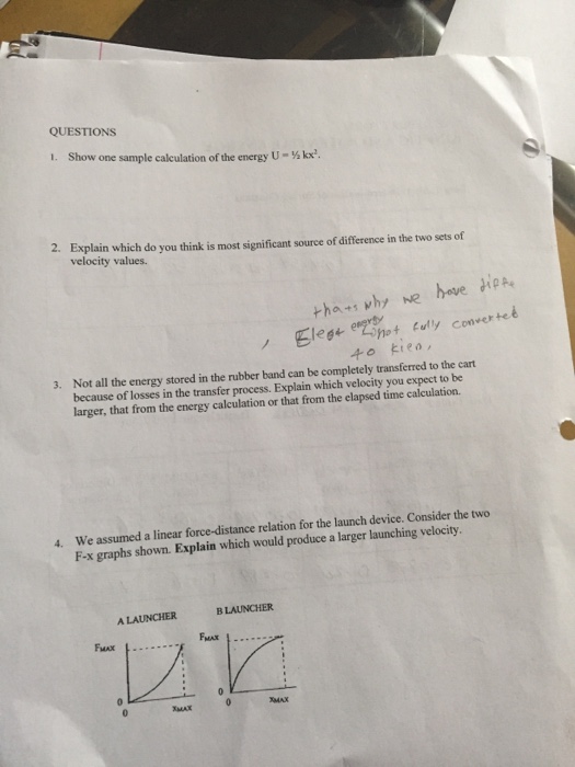 Solved LAB REPORT FORM AND POTENTIAL ENERGY Data