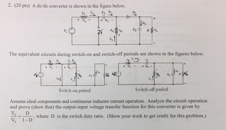 Solved A Dc-dc Converter Is Shown In The Figure Below. The | Chegg.com