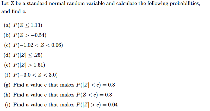 Solved Let Z Be A Standard Normal Random Variable And | Chegg.com