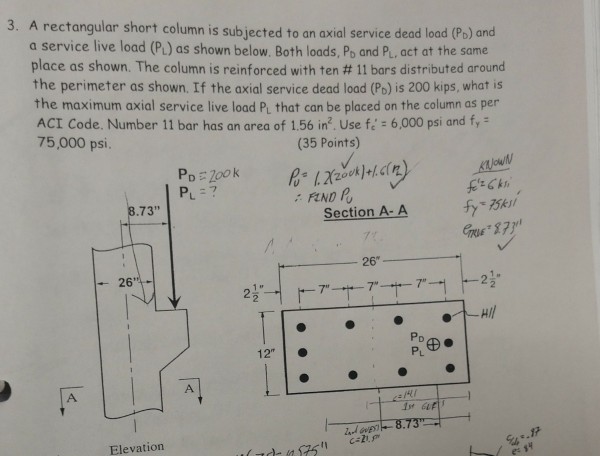 Solved 3. A rectangular short column is subjected to an | Chegg.com