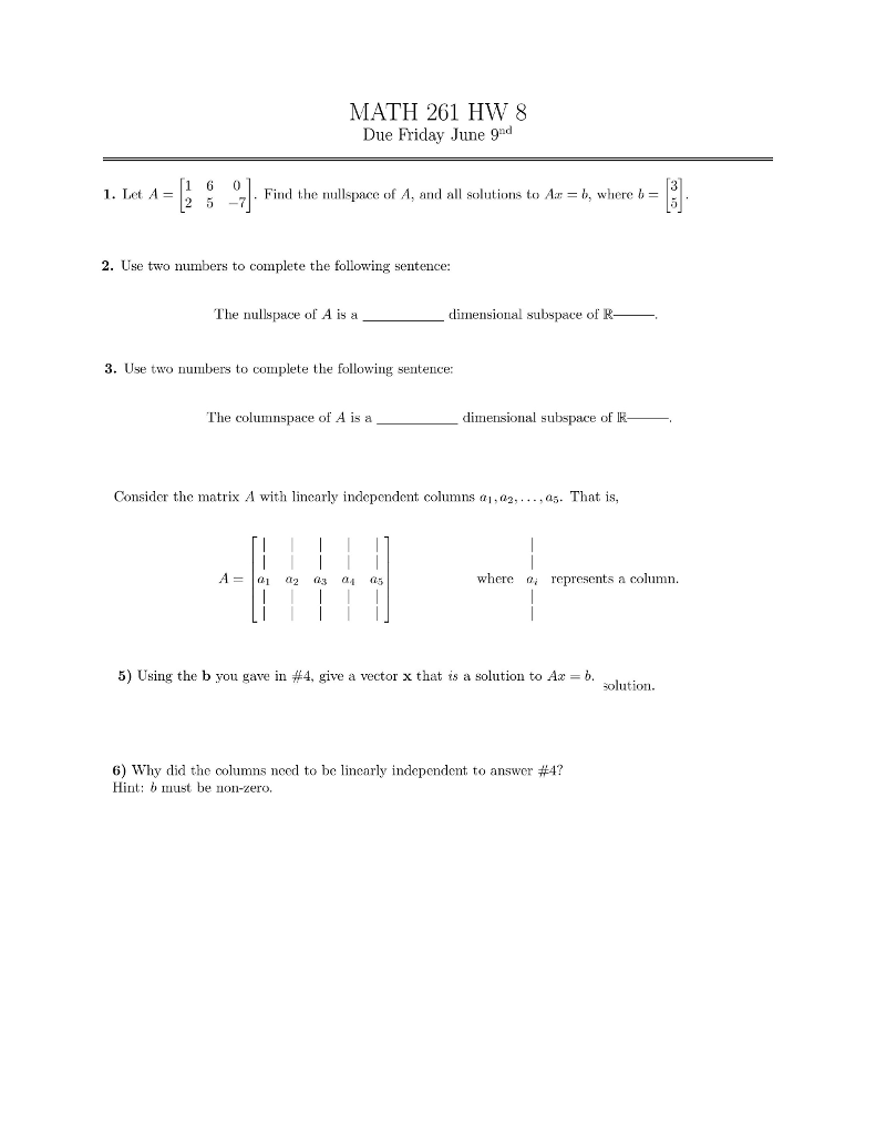 Solved MATH 201 HW 8 Due Friday June 9 nd 1 6 TI. Find the | Chegg.com