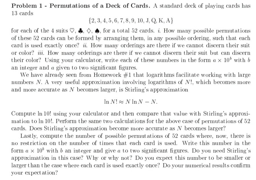 Solved Problem 1 Permutations of a Deck of Cards. A