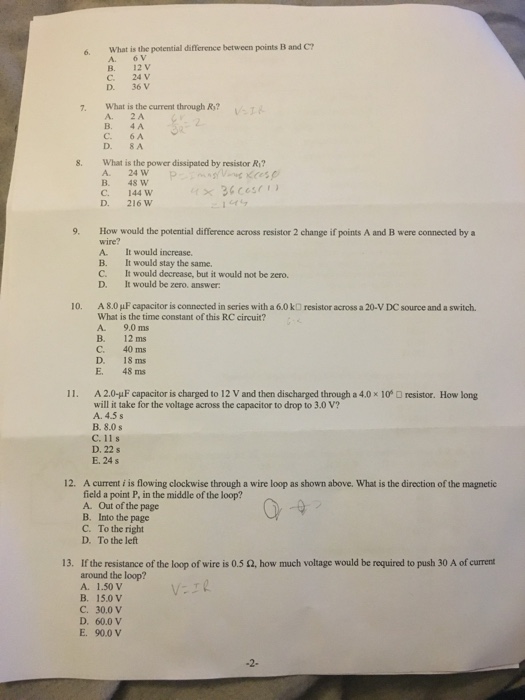 Solved What is the potential difference between points B and | Chegg.com