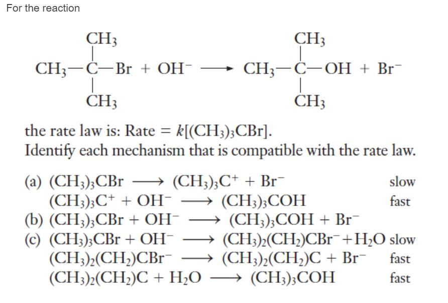 Solved For the reaction CH3 CH CH,-C-Br + OH CH3-C OH Br CH3 | Chegg.com