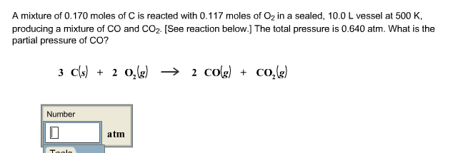 Solved A mixture of 0.170 moles of C is reacted with 0.117 | Chegg.com