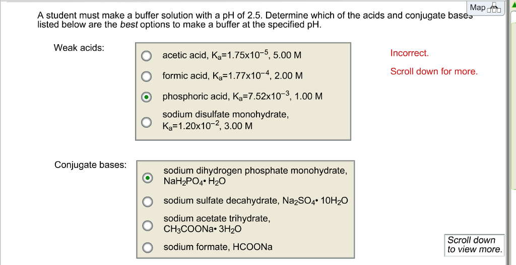 Solved A student must make a buffer solution with a pH of | Chegg.com