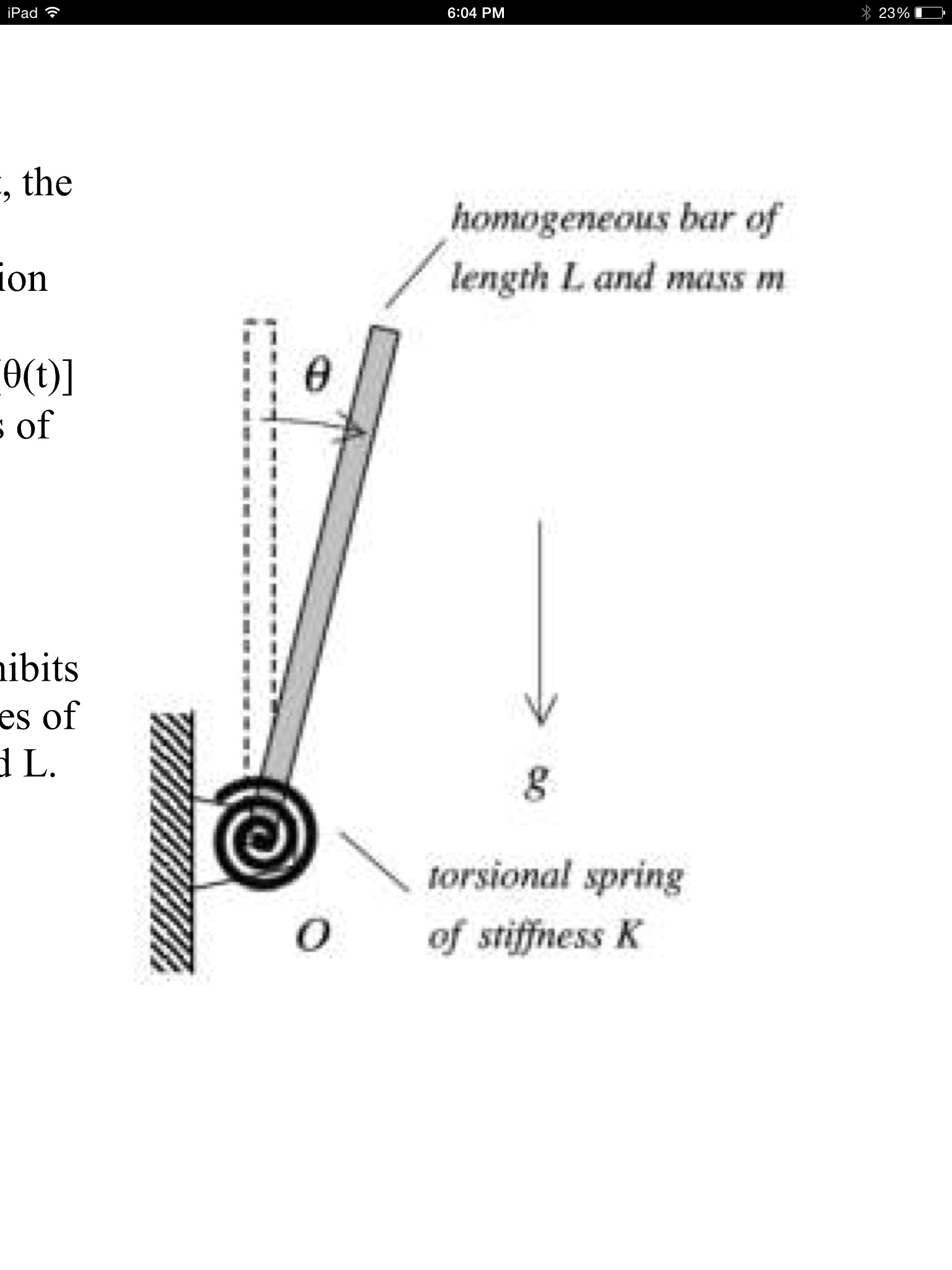 Solved For the inverted pendulum shown to the right, the