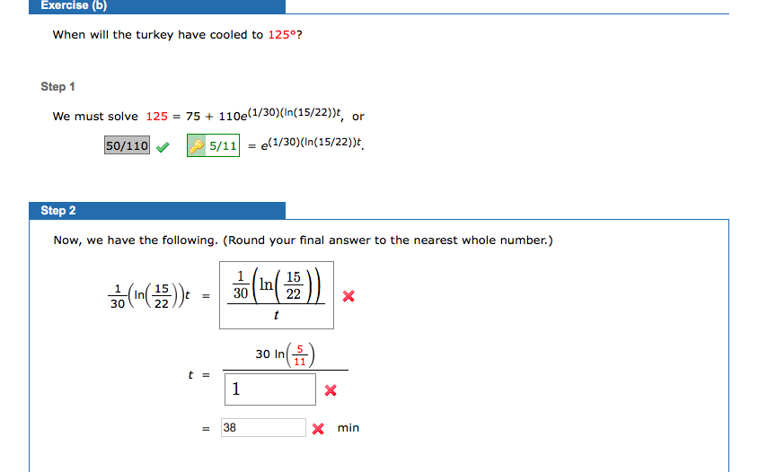 Solved Exercise (b) When Will The Turkey Have Cooled To | Chegg.com