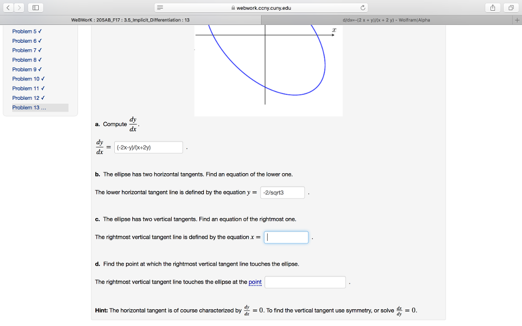 Solved webwork.ccny.cuny.edu WeBWorK: 205AB_F17: | Chegg.com