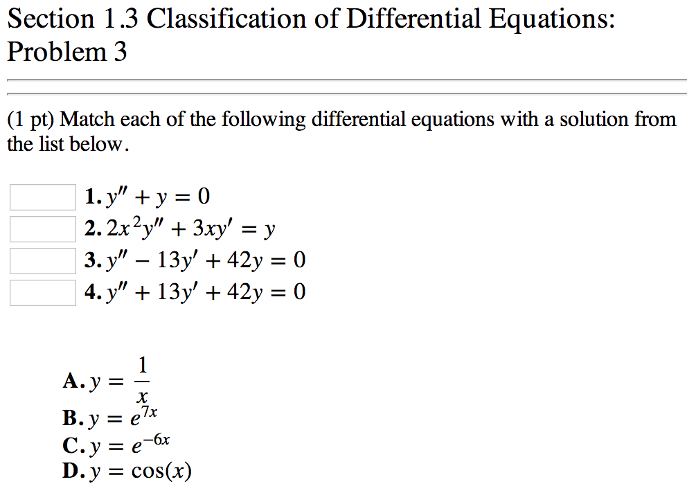 Solved Section 1 3 Classification Of Differential Equations Chegg Solved Section 1 3 Classification Of Differential Equations Chegg