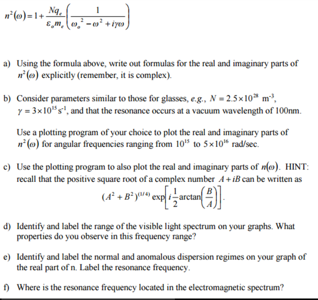 n 2 omega 1 Nq e epsilon o m e 1 omega o 2 Chegg