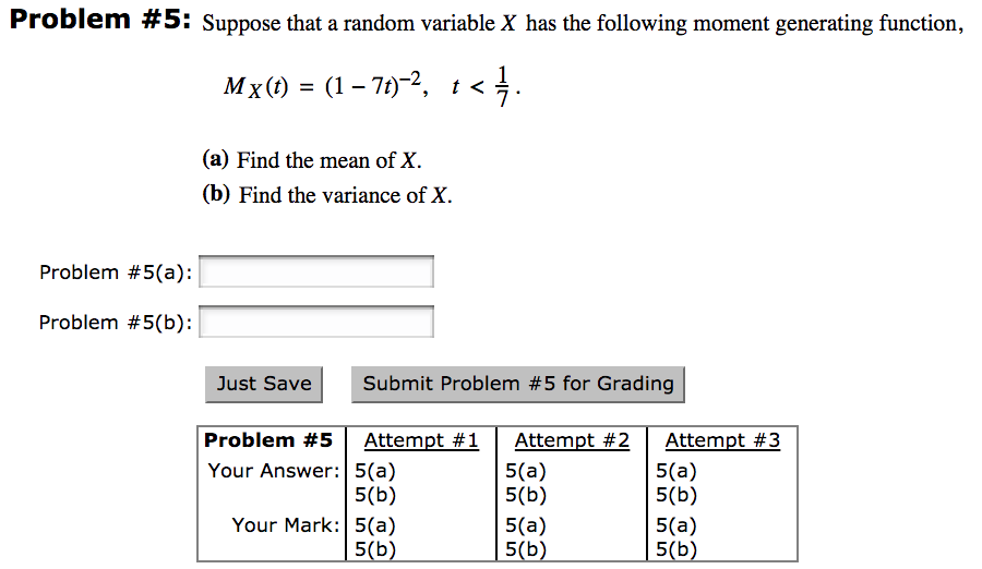 Solved Problem #5 : Suppose That A Random Variable X Has The | Chegg.com