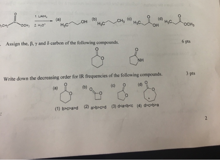 Solved Assign the, beta, gamma and delta carbon of the