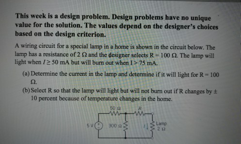 Solved This week is a design problem. Design problems have | Chegg.com