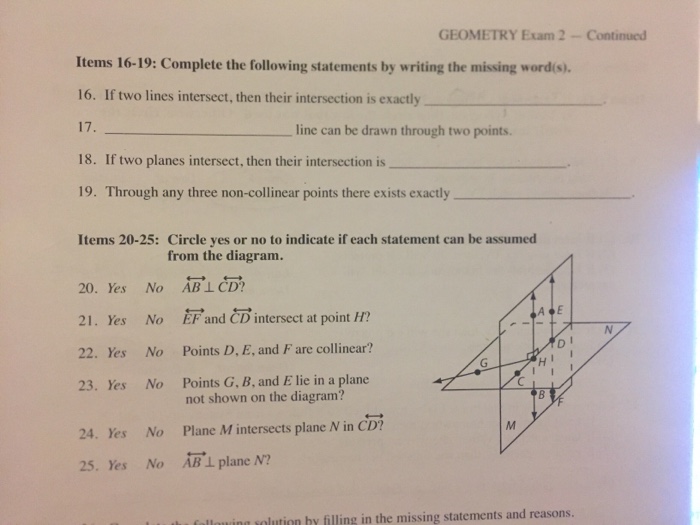 Solved If two lines intersect, then their intersection is | Chegg.com
