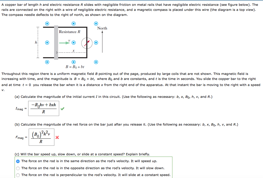 Solved A copper bar of length h and electric resistance R